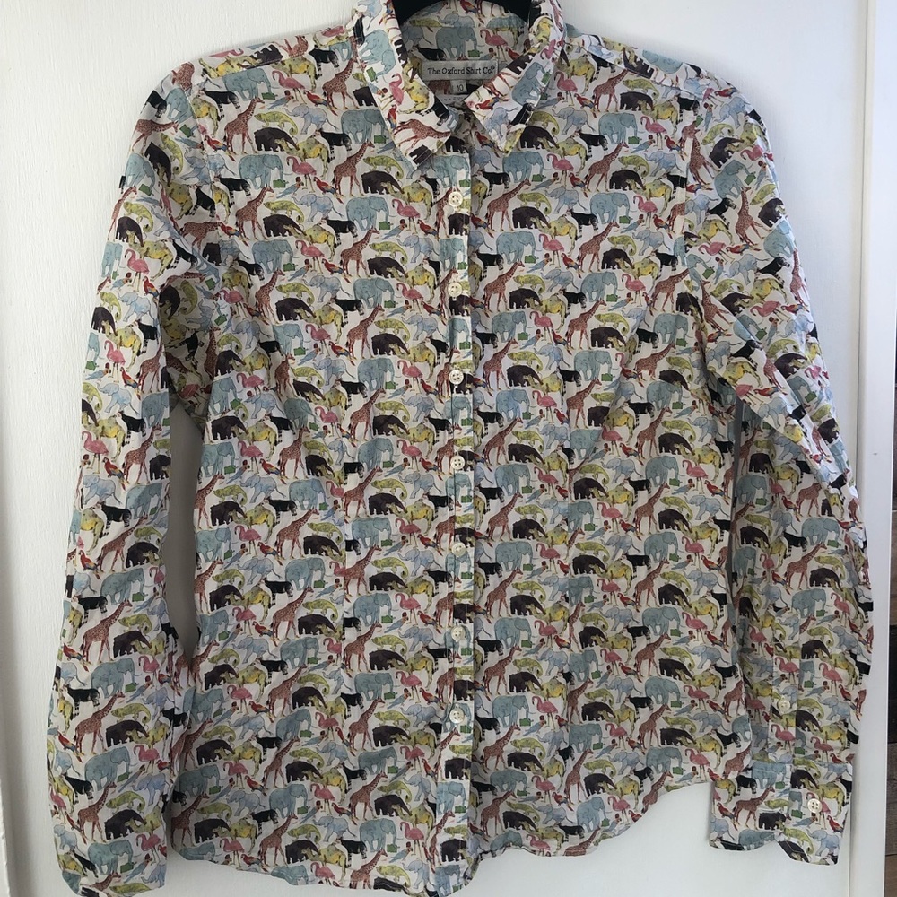 Animal print button down